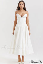Lady Black Stylish Strapless Midi Dress