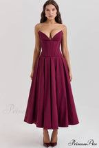 Lady Black Stylish Strapless Midi Dress