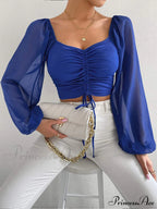 Lantern Sleeve V-Neck Blouses