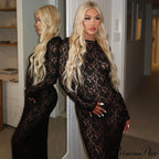 Lantern Sleeve V-Neck Maxi Dress
