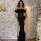 Lantern Sleeve V-Neck Trumpet Maxi Dress