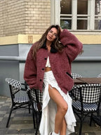 Lantern Sleeve Wool Blends Coat