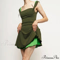 Layered Two Tone Strap Graceful Tie Up Mini Dress