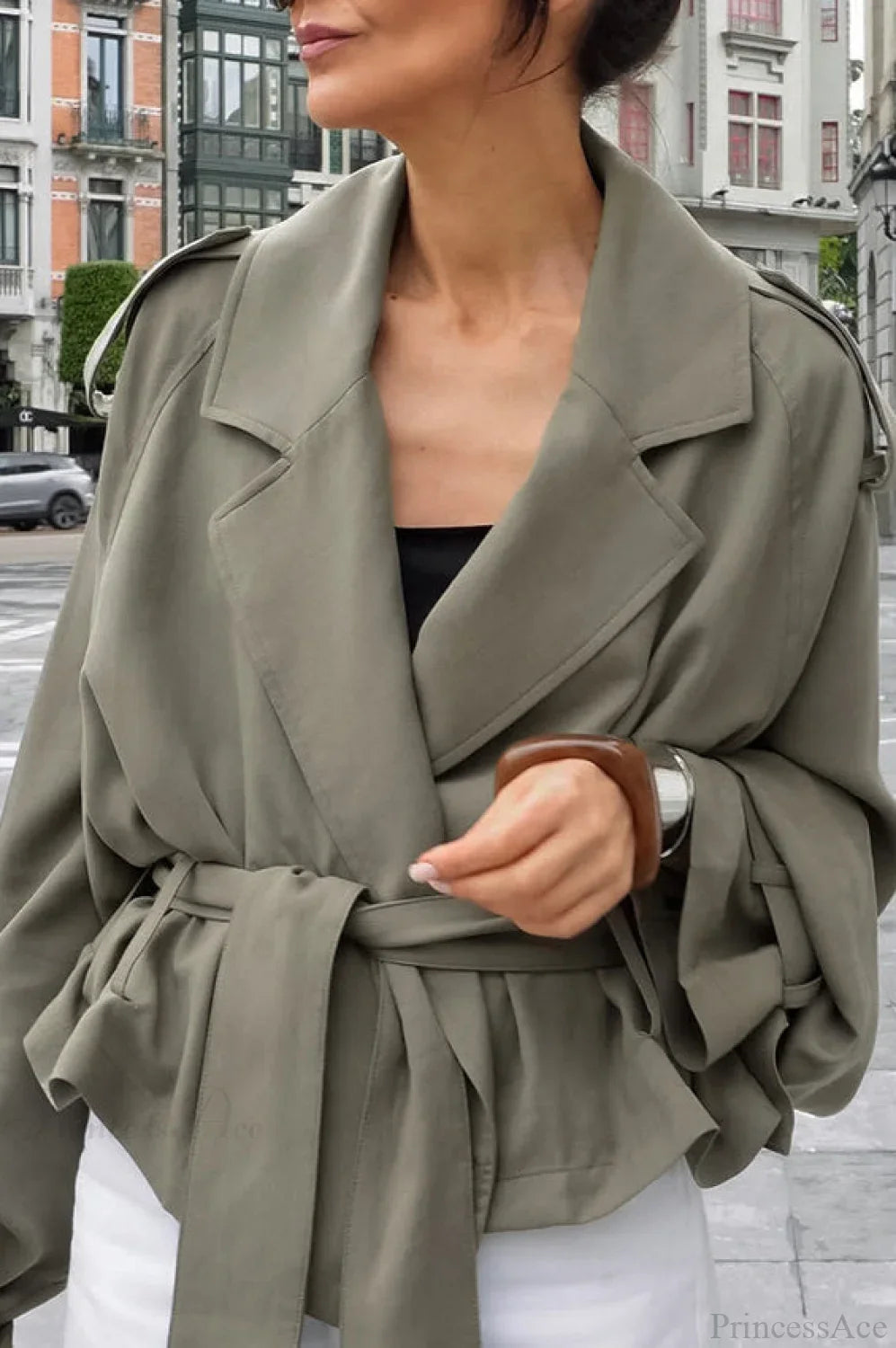 Lazy Casual Wide Collar Tie Waist Trench Coat