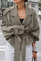 Lazy Casual Wide Collar Tie Waist Trench Coat