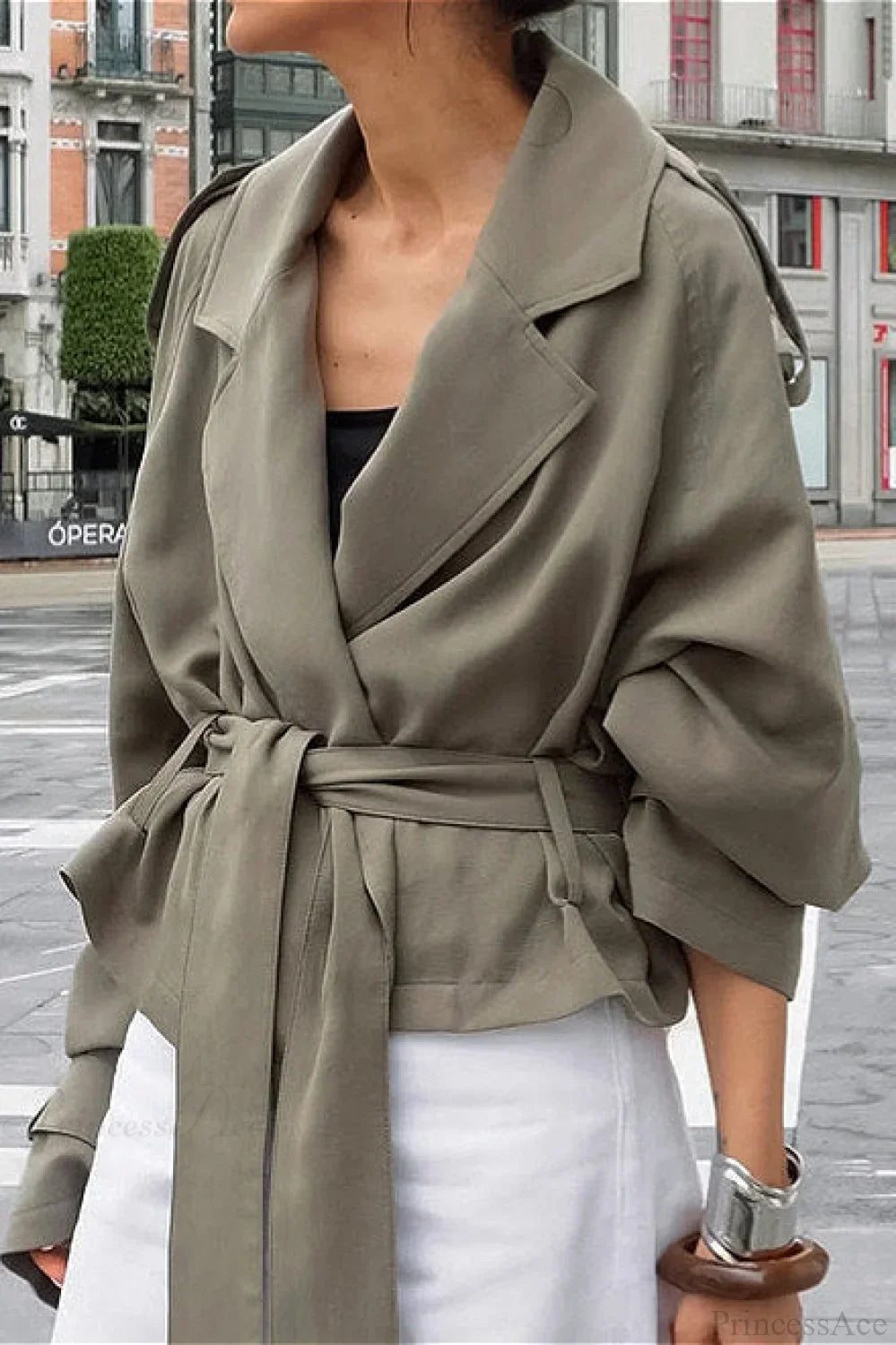 Lazy Casual Wide Collar Tie Waist Trench Coat