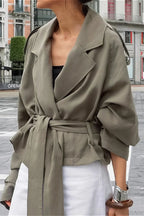 Lazy Casual Wide Collar Tie Waist Trench Coat