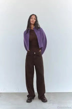 Lazy Loose High Collar Long Sleeve Cardigan