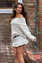 Lazy Style Off-The-Shoulder Loose Knit Sweater