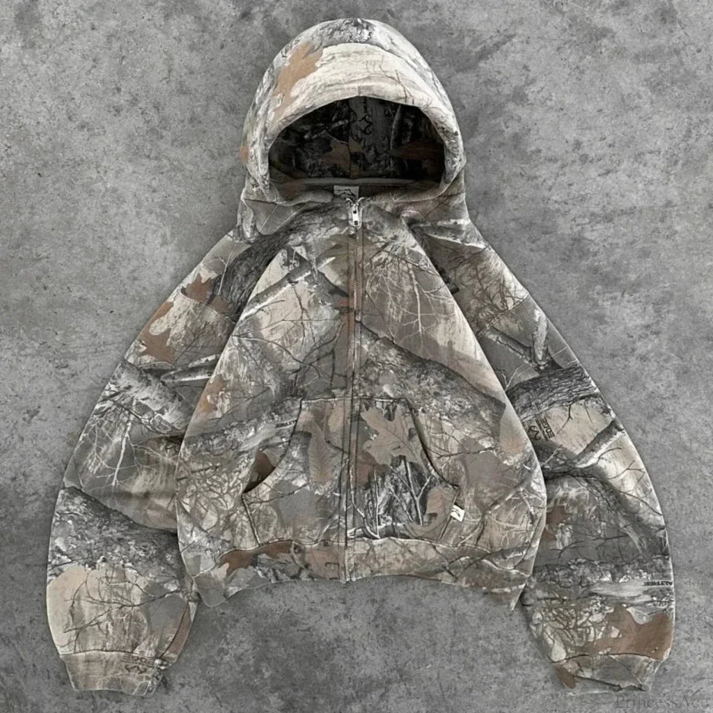 Leaf Camouflage Loose Sweatshirt Hoodie