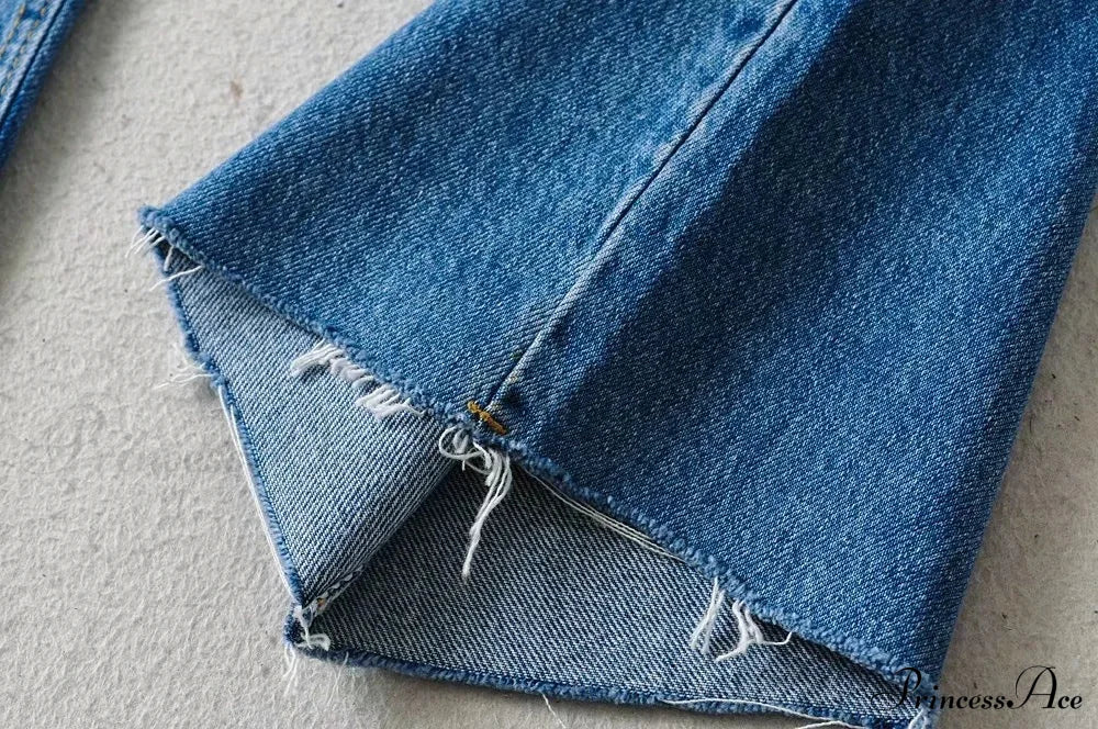Leg Straight Denim Casual - Baggy Jeans High Waist Fit