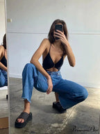 Leg Straight Denim Casual - Baggy Jeans High Waist Fit