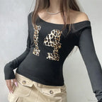 Leopard Off-Shoulder Knit Top