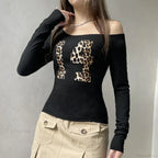 Leopard Off-Shoulder Knit Top