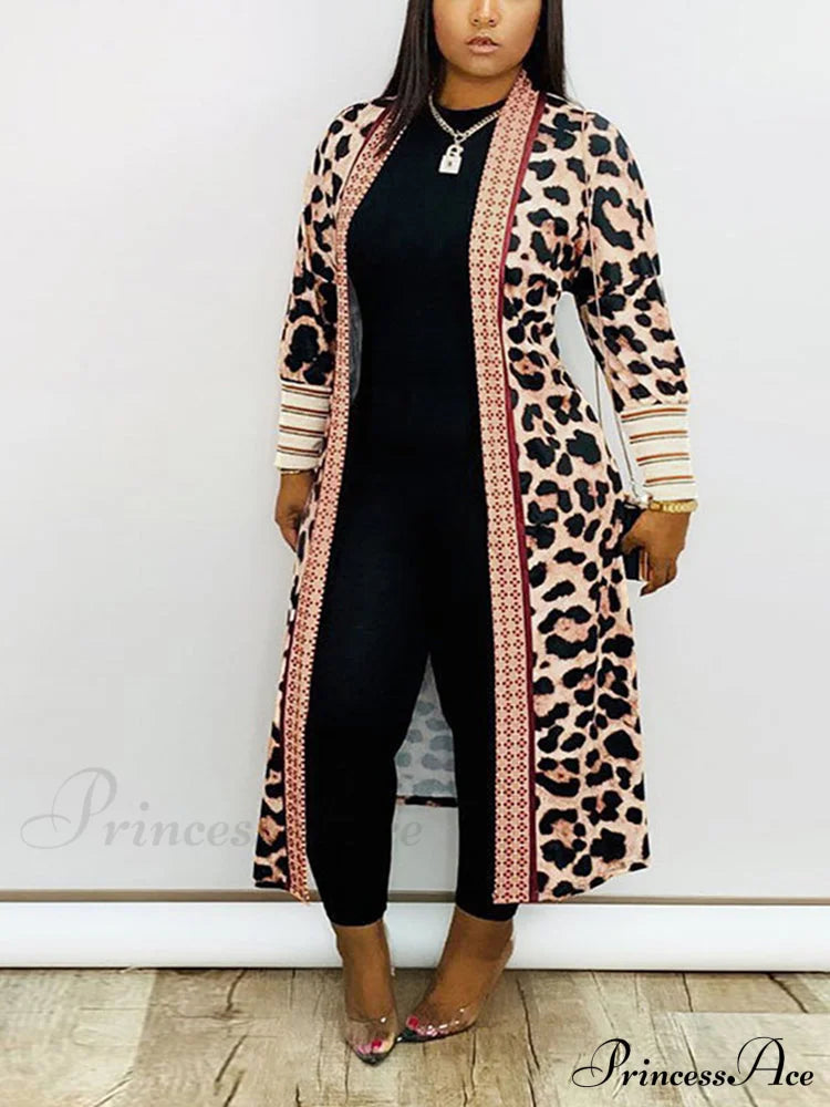 Leopard Print Graceful Bowknot Pleated Dress