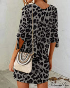 Leopard Print Round Neck Dress