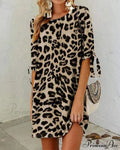 Leopard Print Round Neck Dress