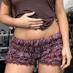 Leopard Ruffle Lace Trim Short