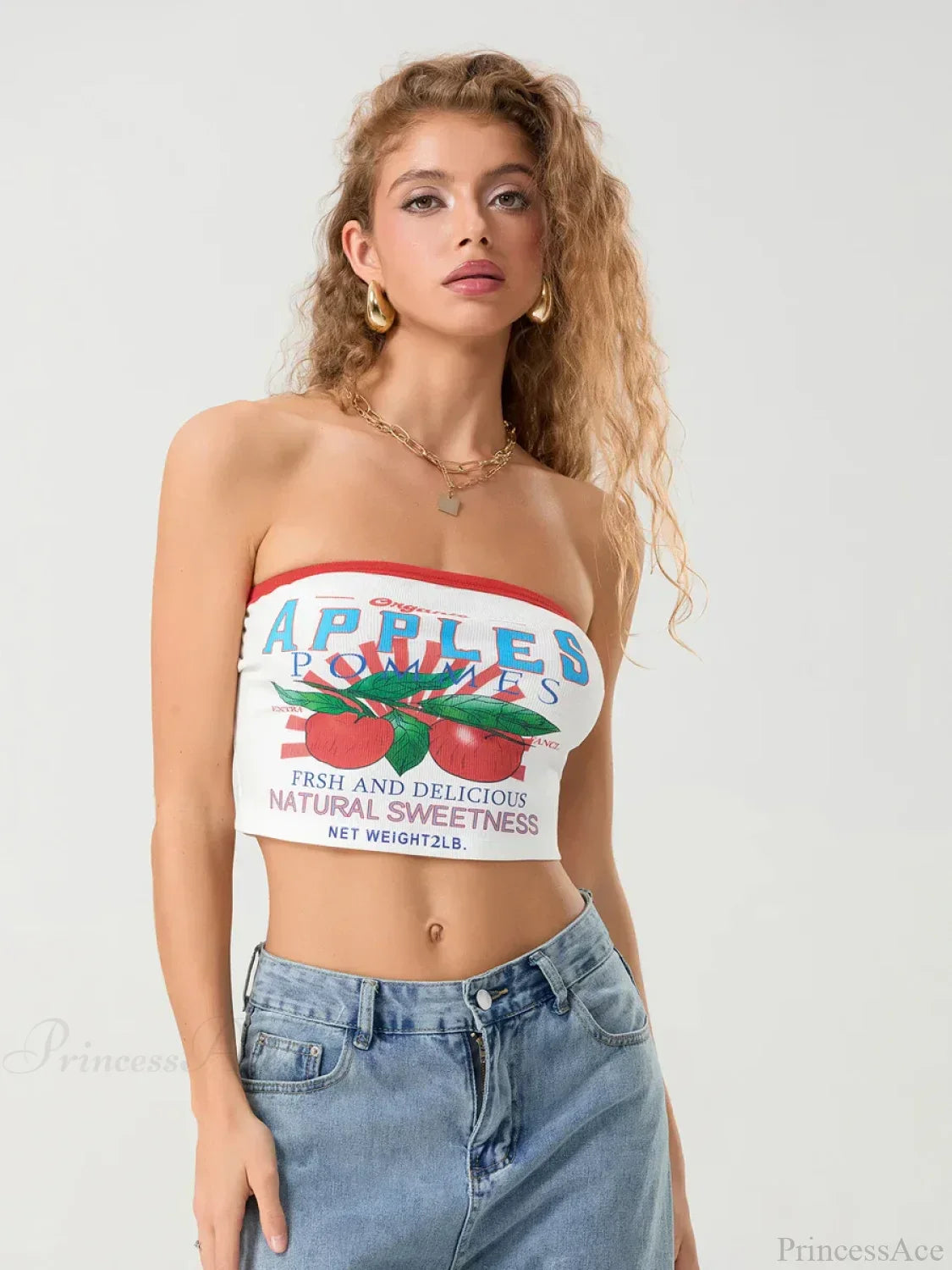 Letters Print Off-Shoulder Sleeveless Wrap Tube Top