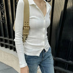 Lightweight Knitted Cardigan Solid Color Button-Down Knit Top