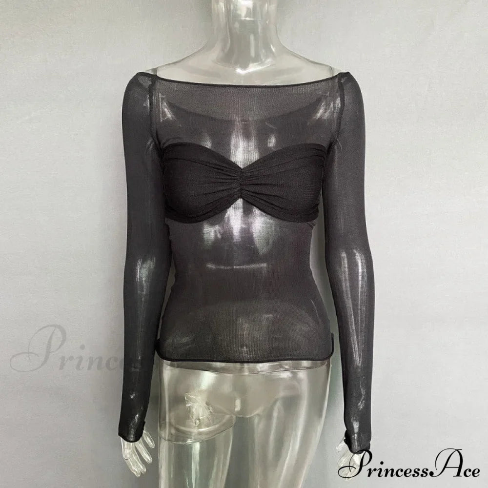 Lightweight T-Shirt See-Through Neck Top