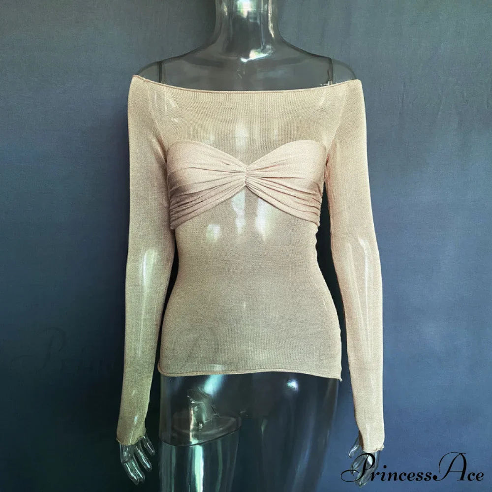 Lightweight T-Shirt See-Through Neck Top