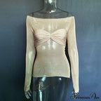Lightweight T-Shirt See-Through Neck Top