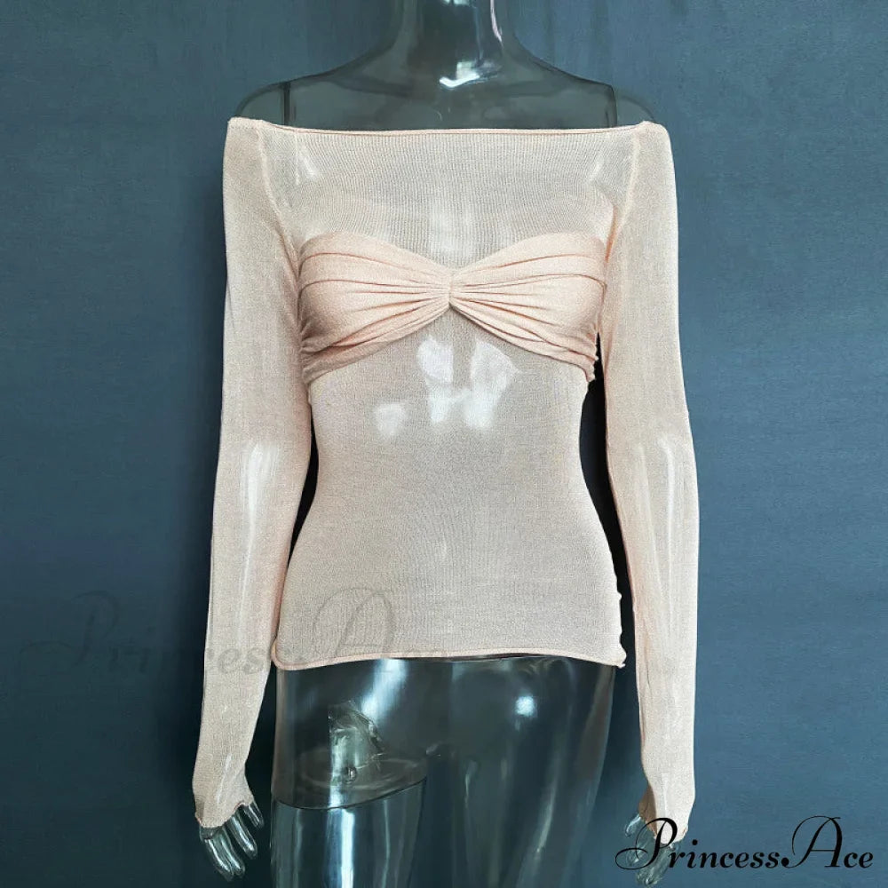 Lightweight T-Shirt See-Through Neck Top