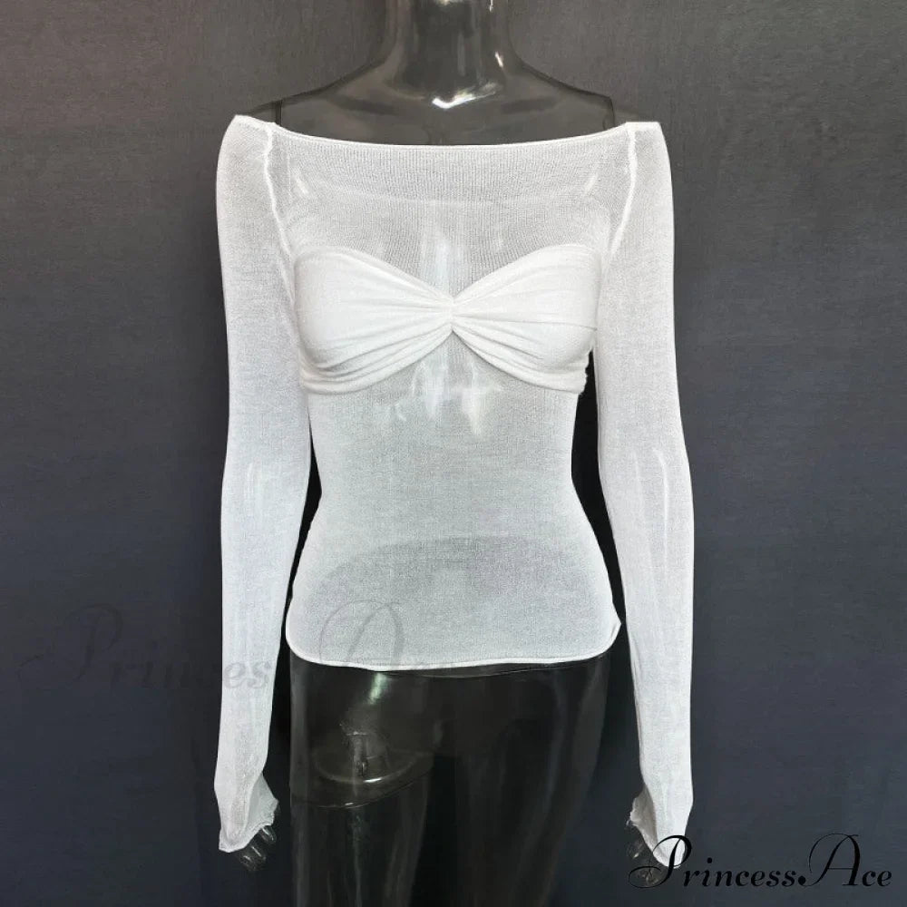Lightweight T-Shirt See-Through Neck Top