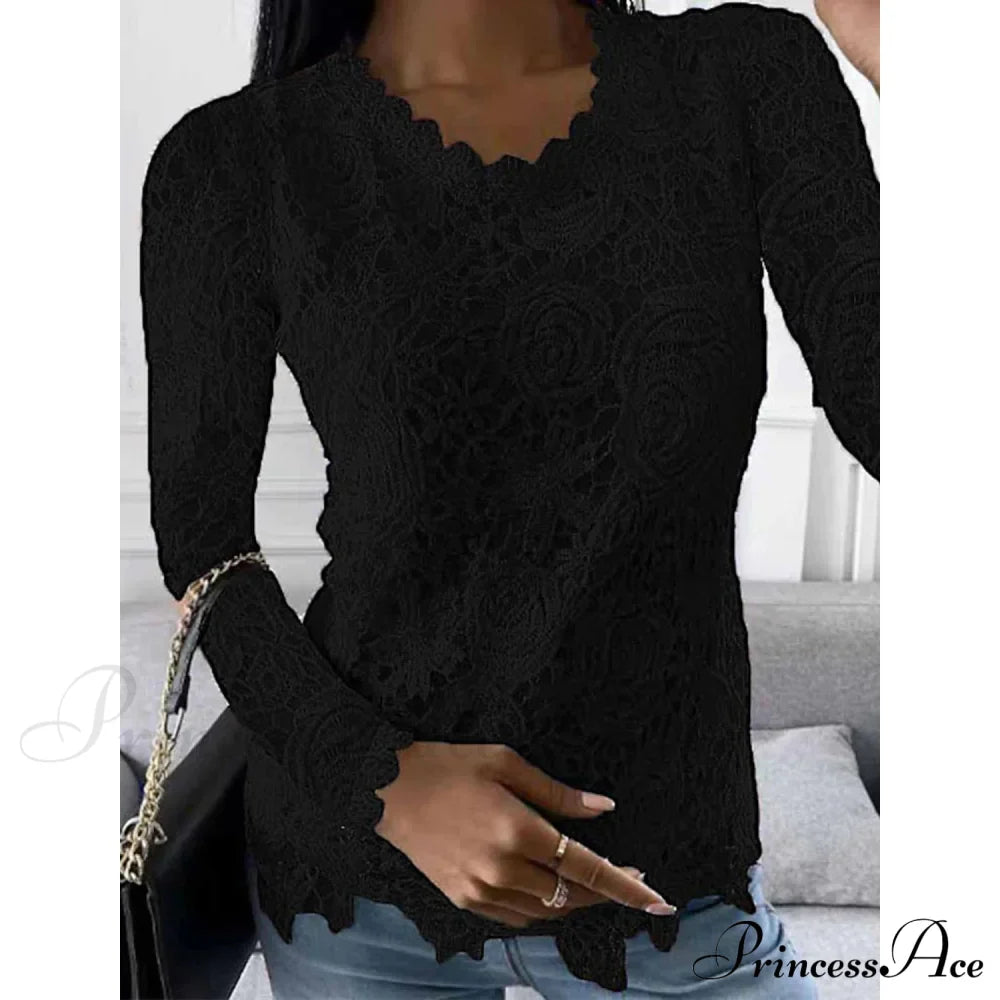 Long Arm Lace For Blouse Flowered Women