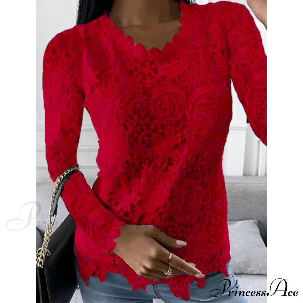 Long Arm Lace For Blouse Flowered Women