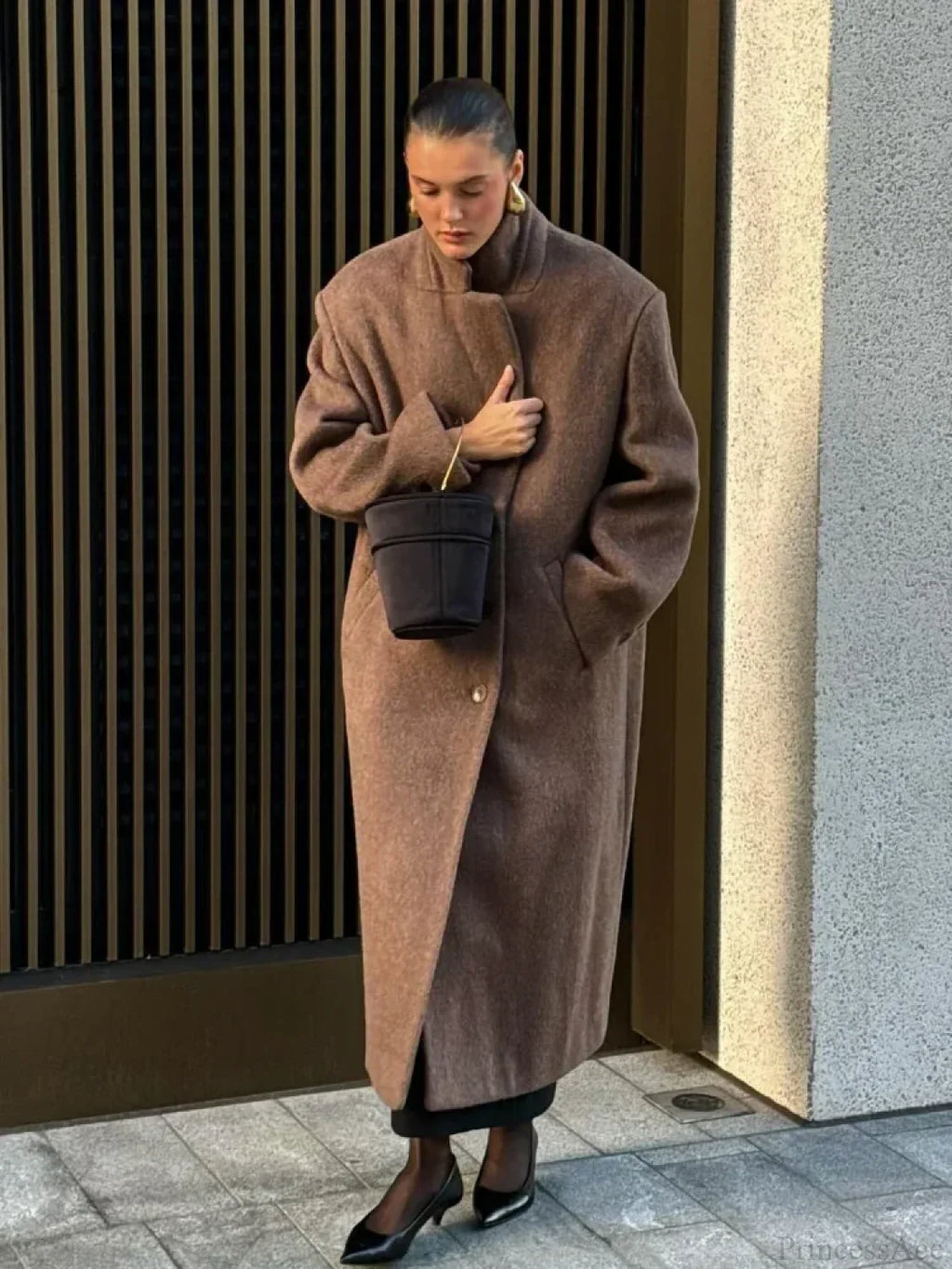 Long Scarf Wool Blends Coat