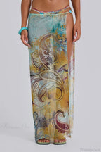 Long Skirt Bikini With Tassels Three Piece Swimsuit