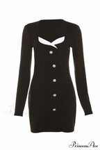 Long Sleeve Bodycon Dress With Buttons