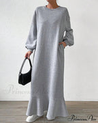 Long Sleeve Dress With Loose Pocket