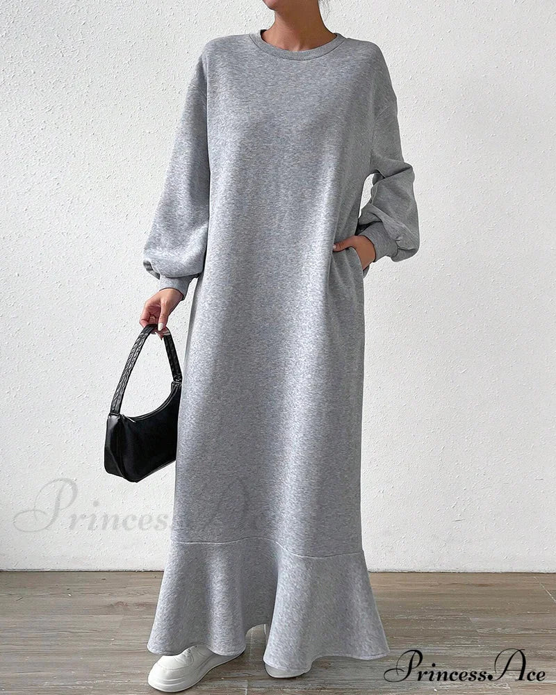 Long Sleeve Dress With Loose Pocket