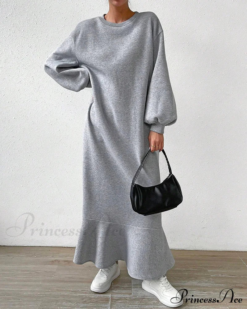 Long Sleeve Dress With Loose Pocket