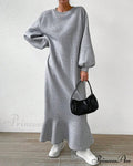 Long Sleeve Dress With Loose Pocket