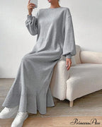 Long Sleeve Dress With Loose Pocket