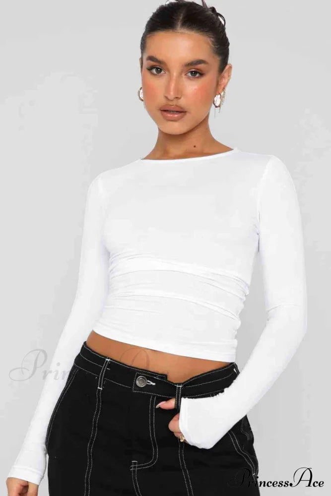 Long-Sleeve Round With Top Bodycon Neck