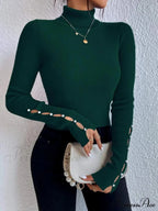 Long Top Rib-Knit With Turtleneck Arm Cutout