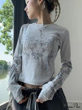 Long Y2K Casual O-Neck Arm De Vintage Blusas T-Shirts Mujer Design Women Tunic Moda Tops