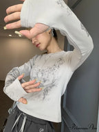 Long Y2K Casual O-Neck Arm De Vintage Blusas T-Shirts Mujer Design Women Tunic Moda Tops