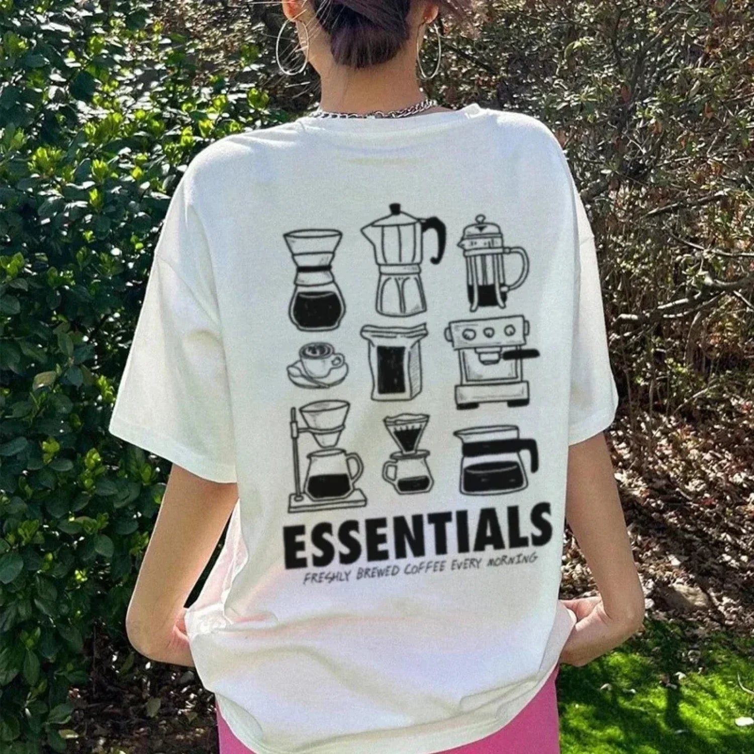 Loose Coffee Lover Back Print T-Shirt