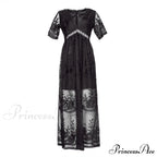 Loose Embroidery White Lace Long Tunic Beach Dress