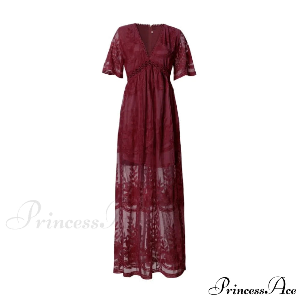 Loose Embroidery White Lace Long Tunic Beach Dress