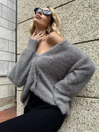 Loose Off Shoulder V-Neck Cardigan