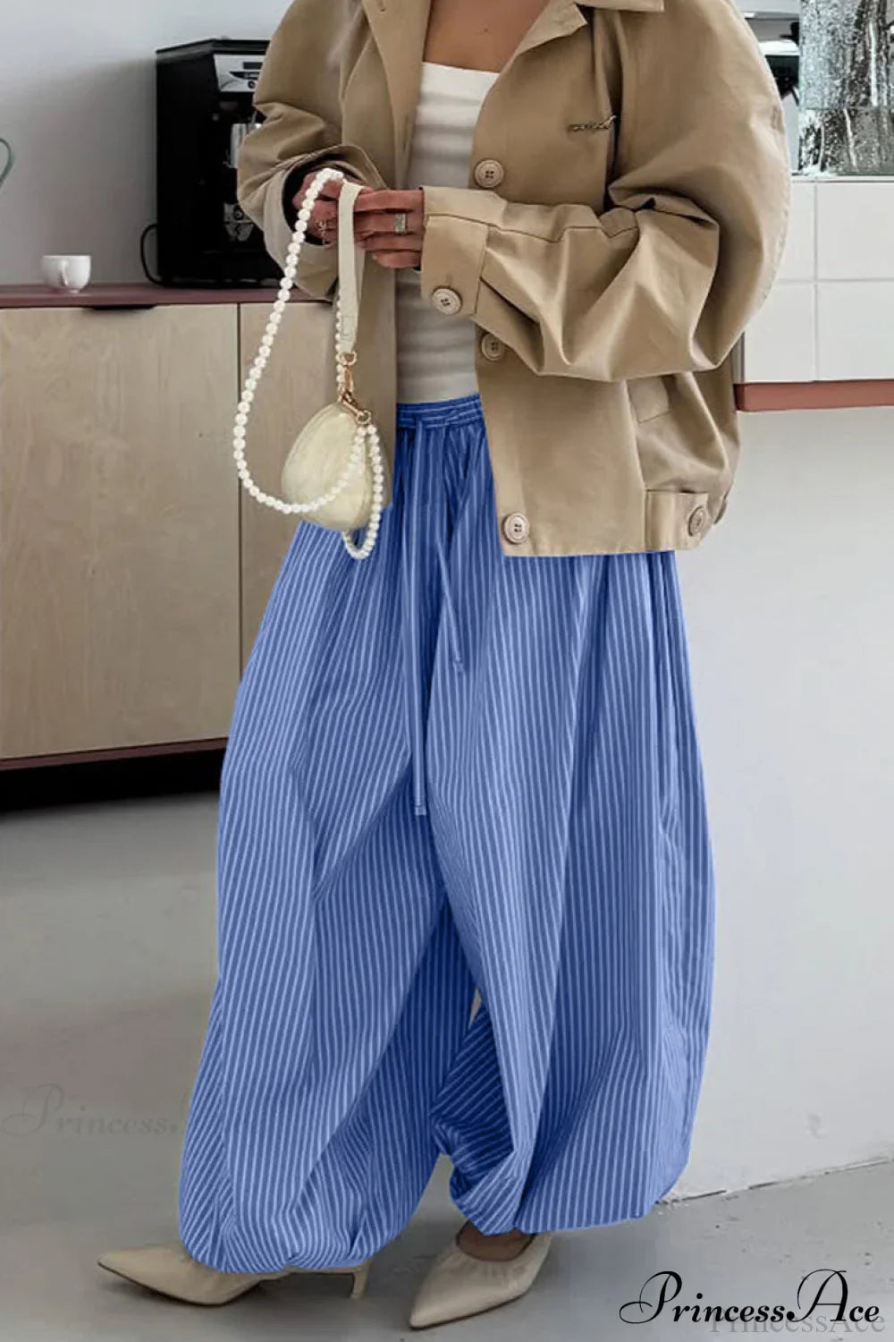 Loose Stripe Harem Pants