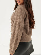 Loose V-Neck Deep Button Cardigan