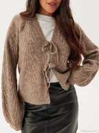 Loose V-Neck Deep Button Cardigan